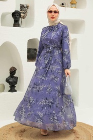 Neva Style - Robe Hijab Lavande 279036LV - Thumbnail
