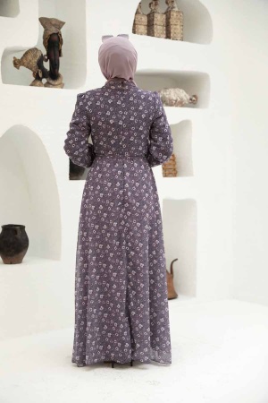 Robe longue et couvrante à motifs floraux – Lilas 279045LILA - 2