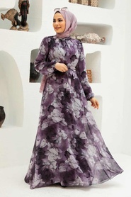 Neva Style - Robe Hijab Lila 279054LILA - Thumbnail