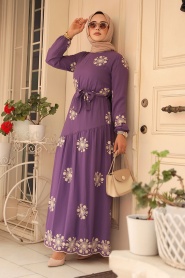 Neva Style - Robe Hijab Lilas 1332LILA - Thumbnail