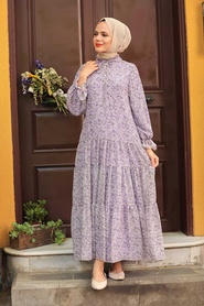 Neva Style - Robe Hijab Lilas 1482LILA - Thumbnail