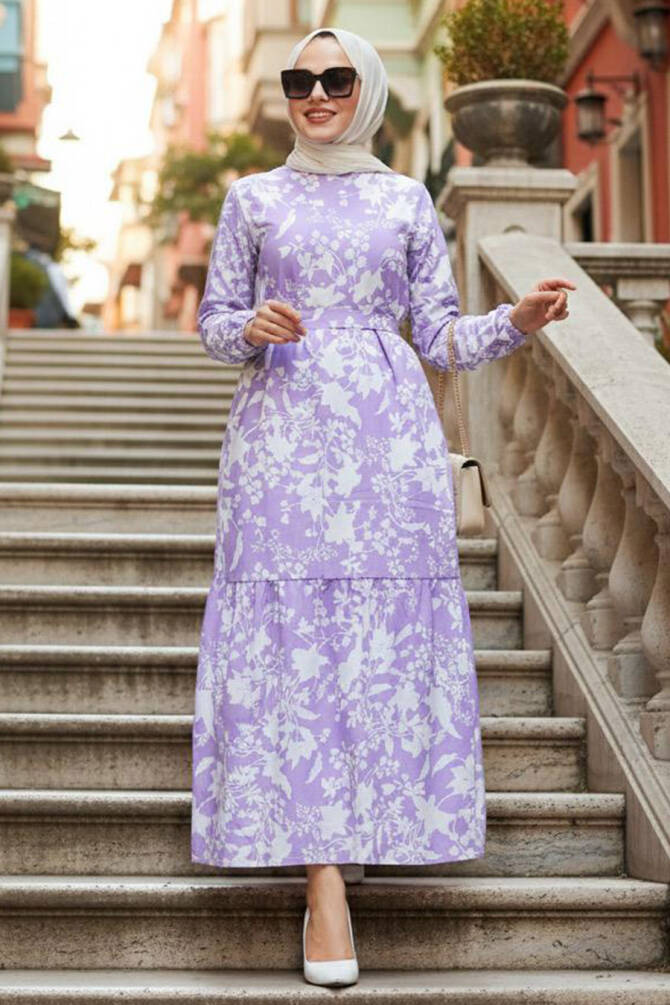 Neva Style - Robe Hijab Lilas 25964LILA - 1