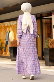 Neva Style - Robe Hijab Lilas 2848LILA - Thumbnail