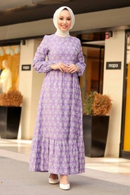 Neva Style - Robe Hijab Lilas 2848LILA - Thumbnail
