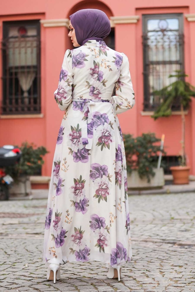 Neva Style - Robe Hijab Lilas 28901LILA - 3