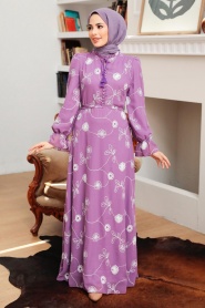 Neva Style - Robe Hijab Lilas 32944LILA - Thumbnail