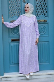 Neva Style - Robe Hijab Lilas 7660LILA - Thumbnail
