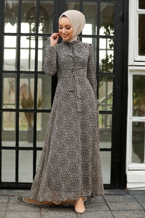 Neva Style - Robe Hijab Léopard 27904LP - 1