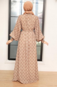 Neva Style - Robe Hijab Marron 22471TB - Thumbnail
