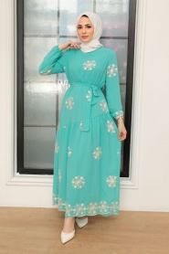 Neva Style - Robe Hijab Menthe 1332MINT - Thumbnail