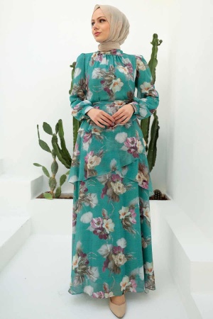 Neva Style - Robe Hijab Menthe 3303MINT - 1