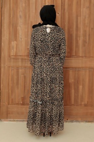 Neva Style - Robe Hijab à Motif Léopard 30262LP - Thumbnail