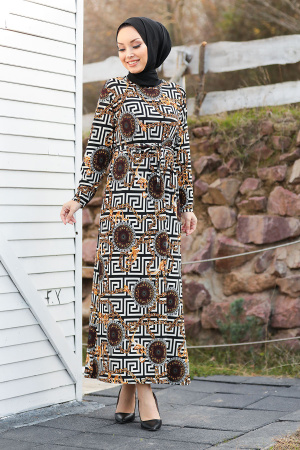 Neva Style - Robe Hijab à Motifs 16834DSN - 1