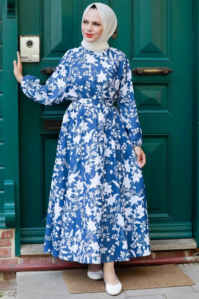 Neva Style - Robe Hijab à Motifs 8000DSN - 1