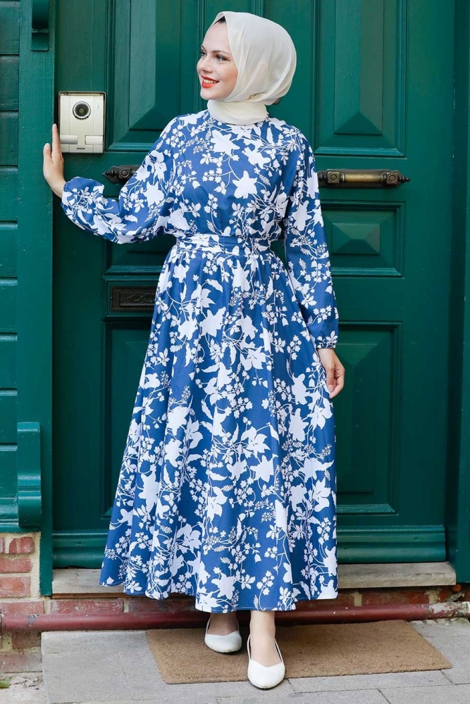 Neva Style - Robe Hijab à Motifs 8000DSN - 3