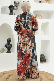 Neva Style - Robe Hijab Moutarde 27925HR - Thumbnail