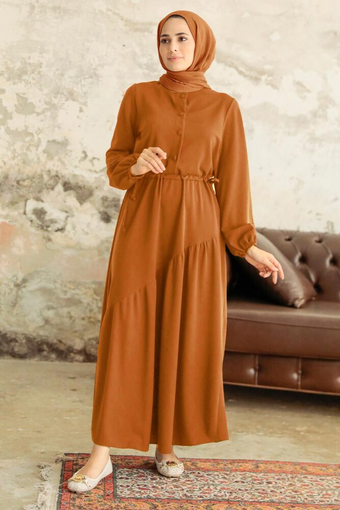 Neva Style - Robe Hijab Moutarde 5813HR - 1