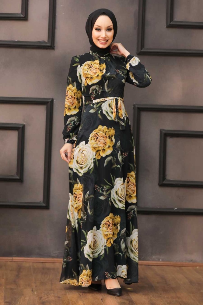 Neva Style - Robe Hijab Moutarde 815408HR - 1