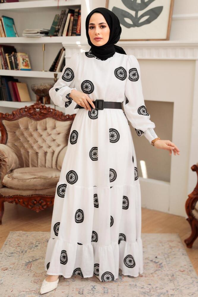 Neva Style - Robe Hijab Noire 10384S - 1