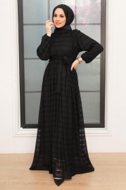 Neva Style - Robe Hijab Noire 10404S - Thumbnail