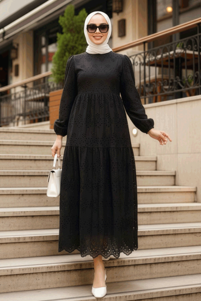 Neva Style - Robe Hijab Noire 1073S - 1