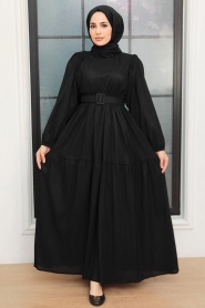 Neva Style - Robe Hijab Noire 11015S - Thumbnail