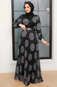 Neva Style - Robe Hijab Noire 11870S - Thumbnail