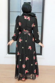 Neva Style - Robe Hijab Noire 12040S - Thumbnail