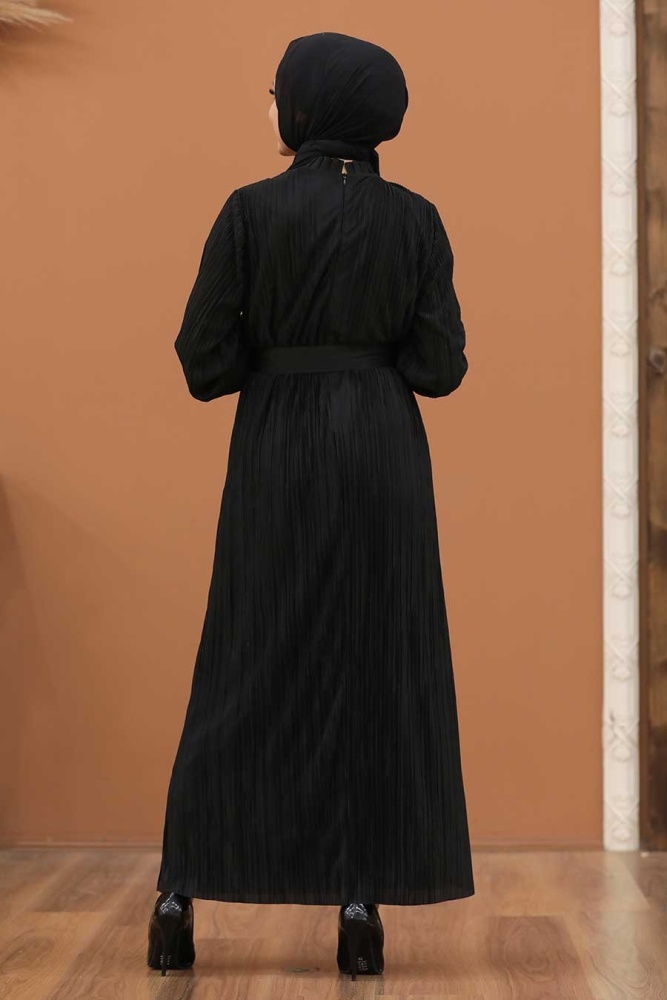 Neva Style - Robe Hijab Noire 12151S - 2