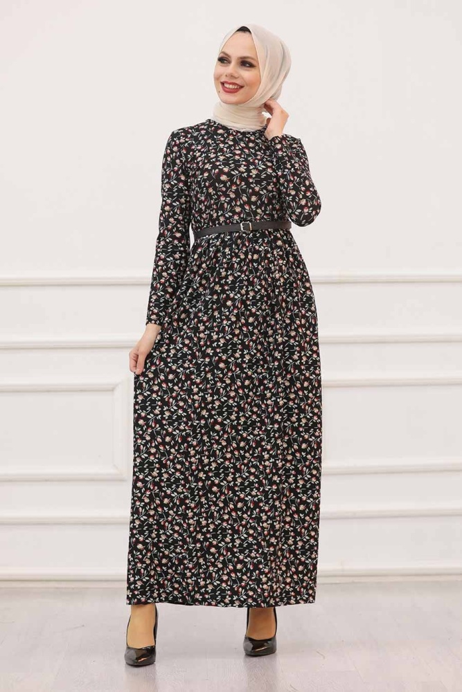 Neva Style - Robe Hijab Noire 163904S - 1