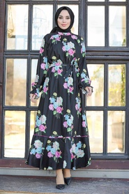 Neva Style - Robe Hijab Noire 21601S - Thumbnail
