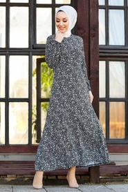 Neva Style - Robe Hijab Noire 27613S - Thumbnail