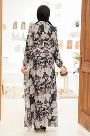Neva Style - Robe Hijab Noire 279015S - Thumbnail