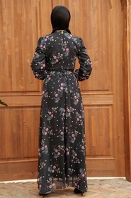 Neva Style - Robe Hijab Noire 279026S - Thumbnail