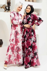 Neva Style - Robe Hijab Noire 279054S - Thumbnail