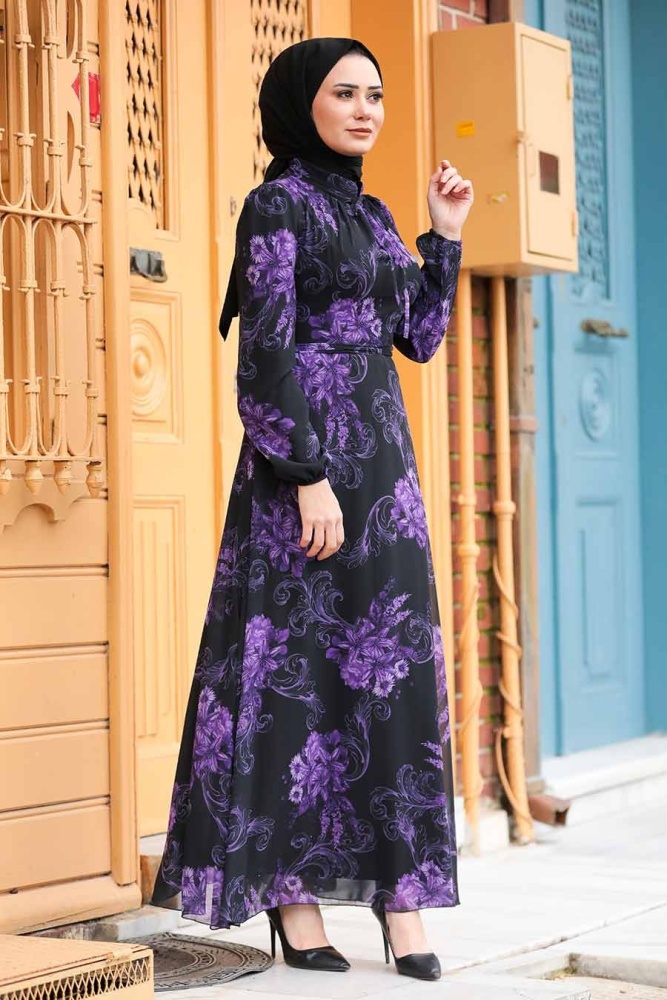 Neva Style - Robe Hijab Noire 27921S - 1