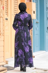 Neva Style - Robe Hijab Noire 27921S - Thumbnail