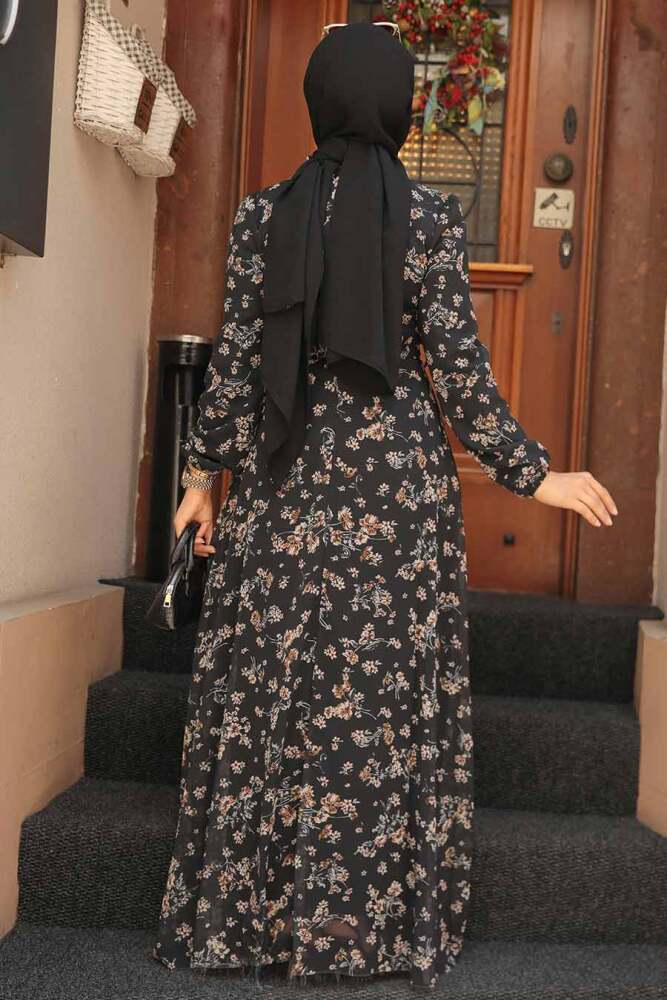 Neva Style - Robe Hijab Noire 27924S - 3