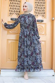Neva Style -Robe Hijab Noire 2998S - Thumbnail