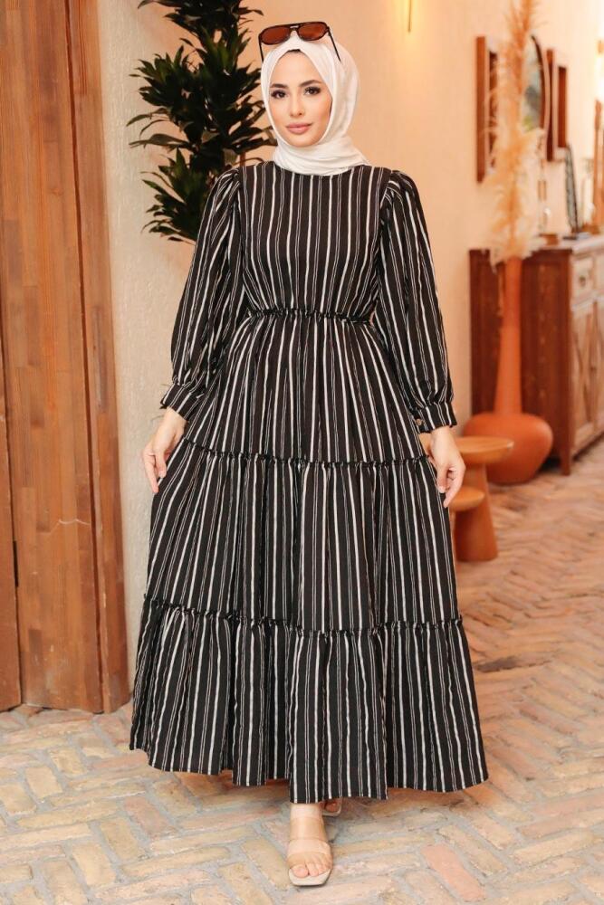 Neva Style - Robe Hijab Noire 30251S - 1