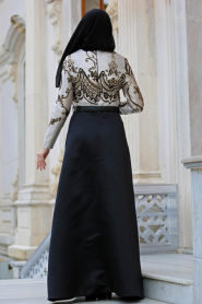 Neva Style - Robe Hijab Noire 30861S - Thumbnail
