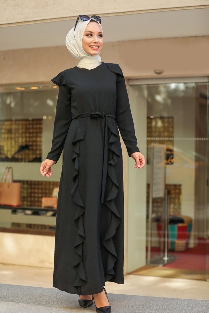 Neva Style - Robe Hijab Noire 3331S - 1