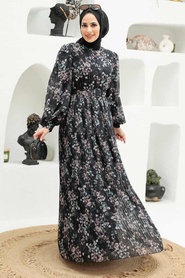 Neva Style - Robe Hijab Noire 3357S - Thumbnail