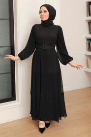 Neva Style - Robe Hijab Noire 3590S - Thumbnail