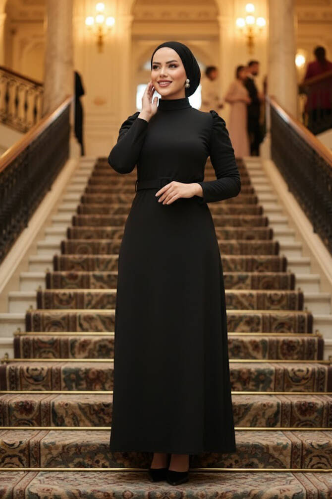Neva Style - Robe Hijab Noire 554S - 1