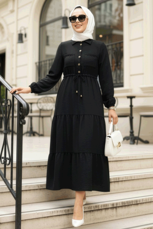 Neva Style - Robe Hijab Noire 5720S - 1