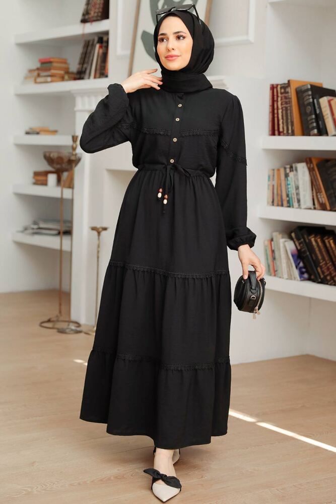 Neva Style - Robe Hijab Noire 63250S - 2