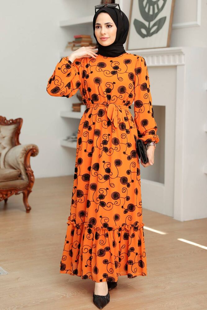 Neva Style - Robe Hijab Orange 13311T - 1