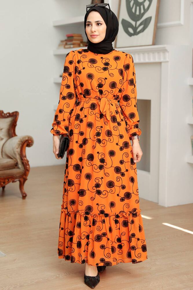 Neva Style - Robe Hijab Orange 13311T - 2