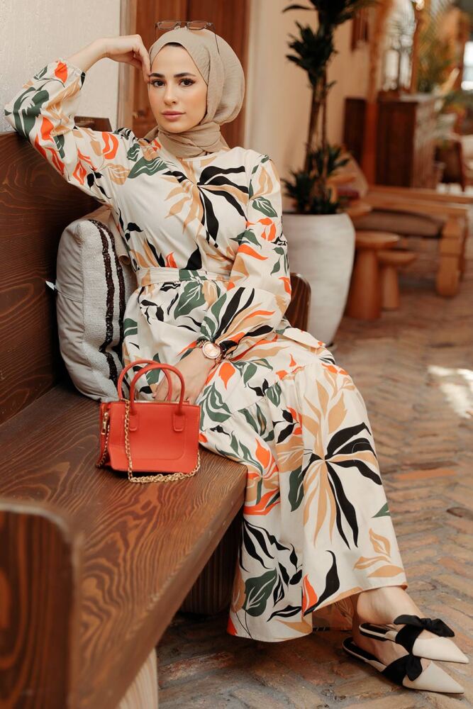 Neva Style - Robe Hijab Orange 2325T - 4